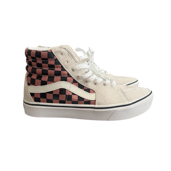 Vans Sk8-Hi Checkered & Leopard Print Duel Pattern Mixed Media Sneakers - Picture 1 of 8